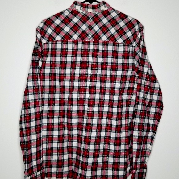 Fred Perry $275 Red & White Plaid Flannel Button Down Shirt sz Small EUC - Picture 6 of 16